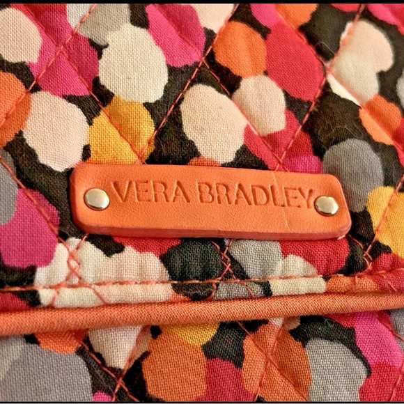 Vera Bradley Quilted Black and Pink Splatter Snap Front Tri Fold Wallet 5”x4” - Picture 2 of 6